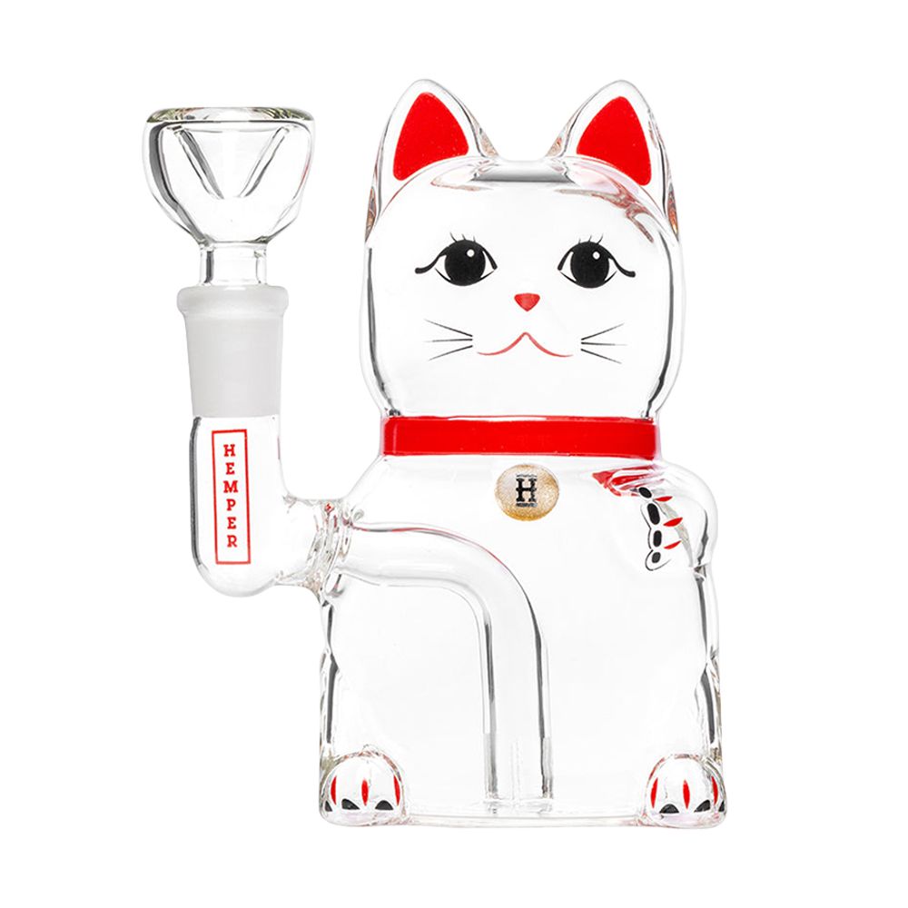 HEMPER Lucky Money Cat Glass Water Pipe - 14mm F