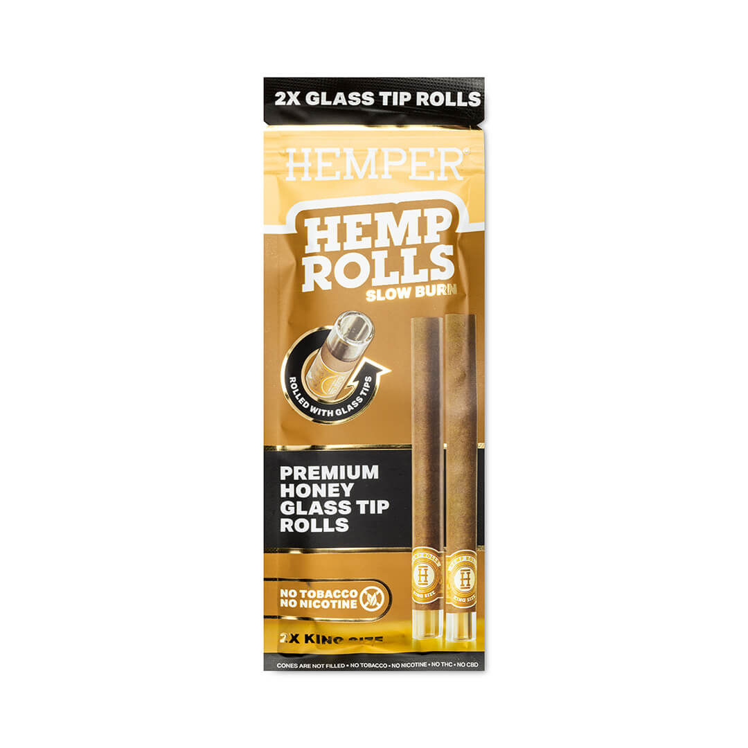 Pre-Rolled King Size Glass Tipped Hemp Rolls - 2PK
