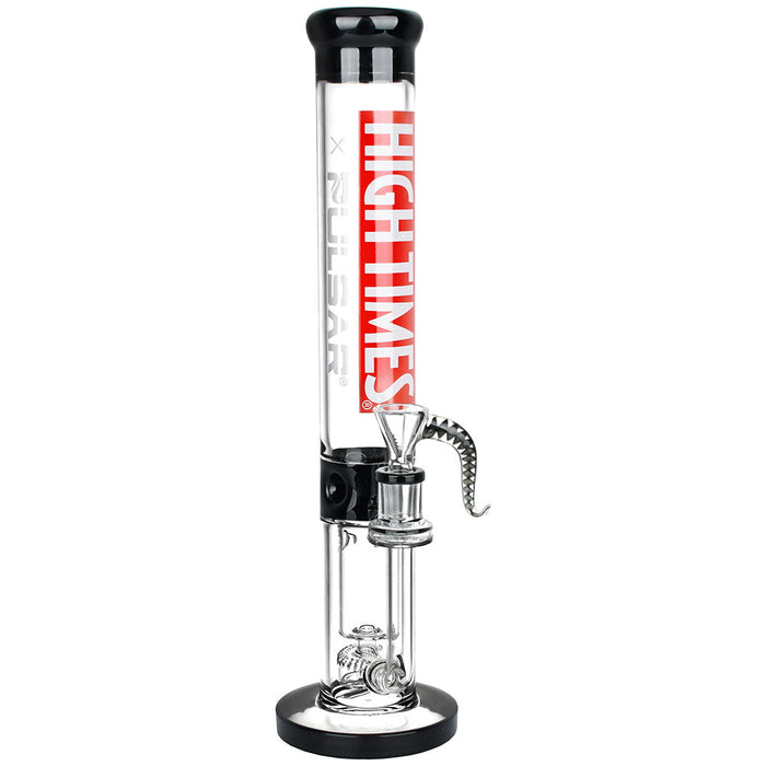 High Times X Pulsar Logo Straight Tube Recycler Water Pipe - 14.75" / 14mm F