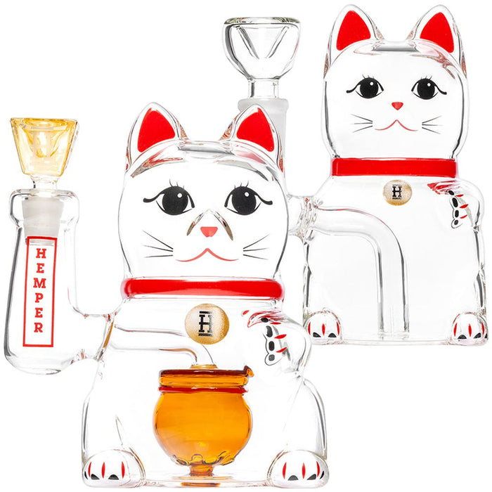 HEMPER Lucky Money Cat Glass Water Pipe - 14mm F