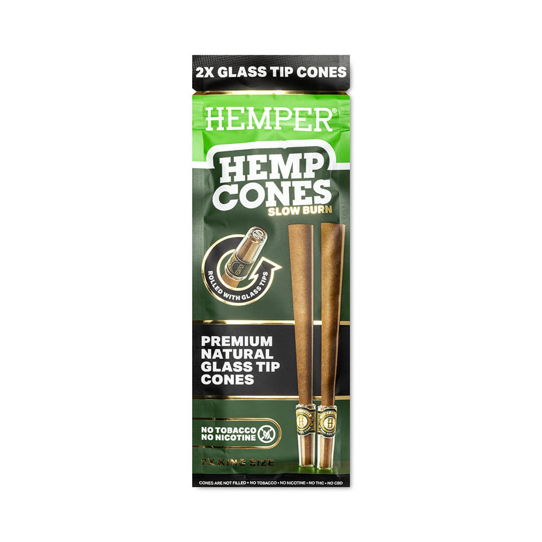 Pre-Rolled King Size Glass Tipped Hemp Cones - 2PK