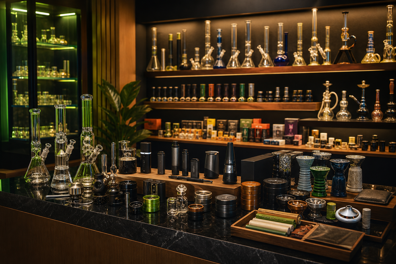 Chilla Smoke shop counter and accessories